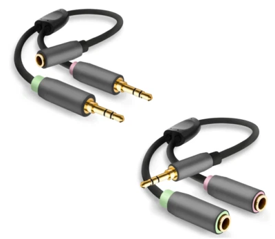 AUX Verteiler 3,5mm Klinke Splitter Y-Adapter AUX mit Mikro für Headset an PC