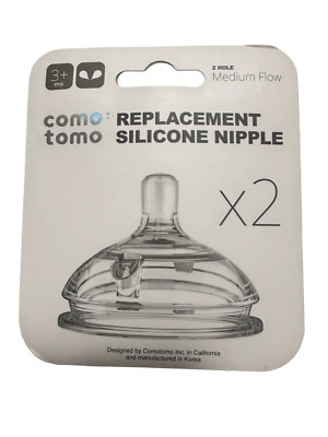 Comotomo Silicone Nipple replacement Medium flow baby bottle x2