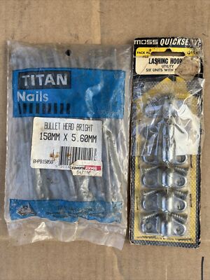 Vintage Lashing Hooks & 6  Nails NOS 