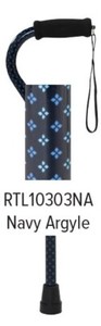 New Drive Medical Unisex Offset Handle Adjustable Shaft Navy Argyle Print Cane