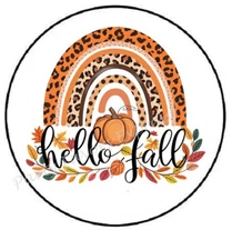HELLO FALL RAINBOW AUTUMN ENVELOPE SEALS LABELS STICKERS PARTY FAVORS