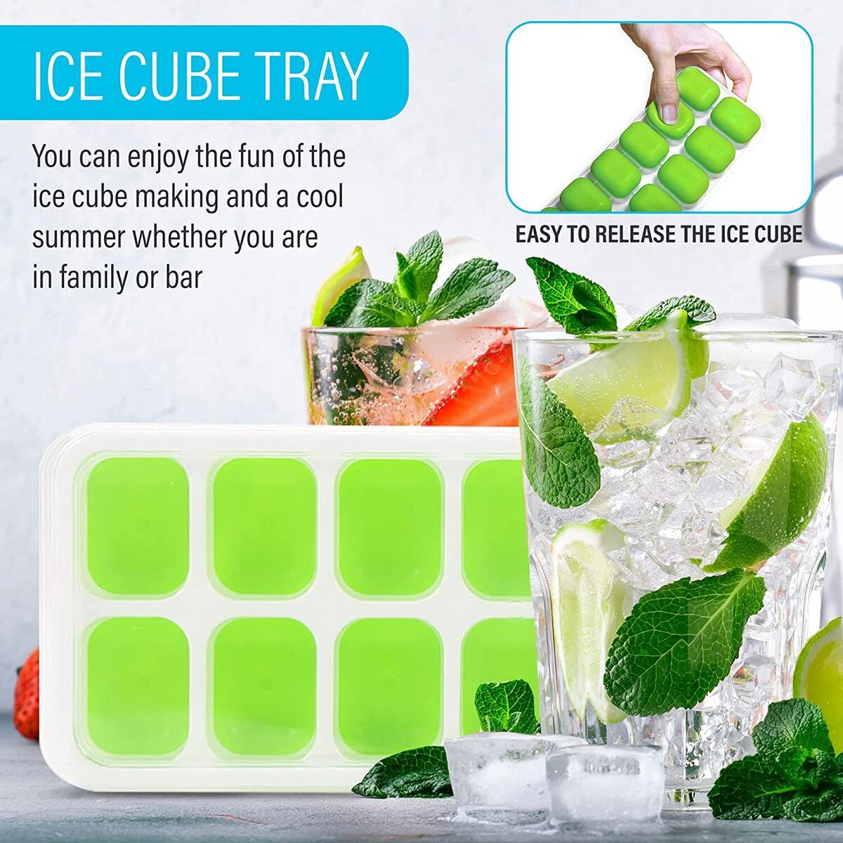 Silicone ice cube tray with lid jelly chocolate mould candy pop out maker  freeze