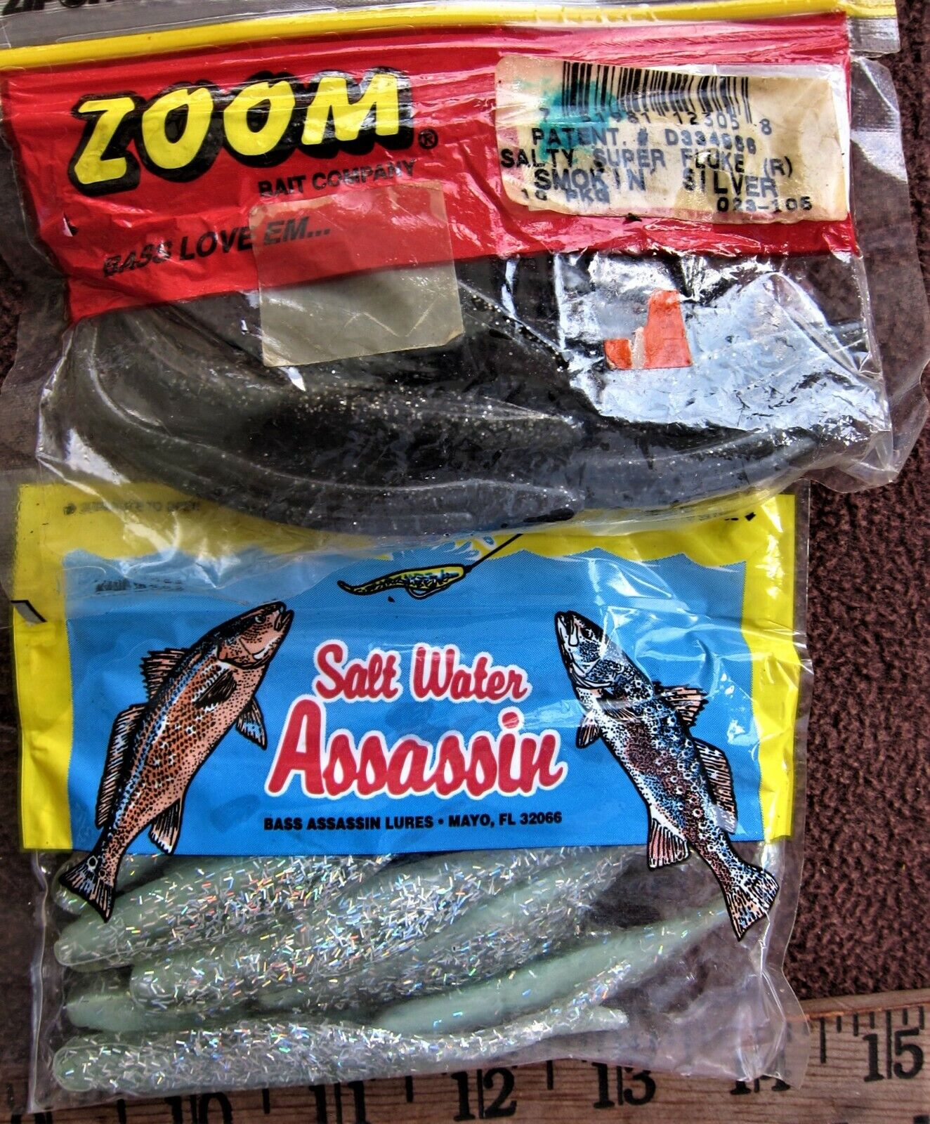 Lot of 4 Packages Scented Plastic Baits: DOA, GAMBLER, ZOOM, BASS ASSASSIN  - NEW