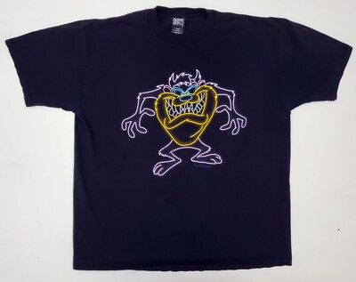 VTG Sherrys Best Tasmanian Devil NEON TAZ Looney Tunes T-Shirt XL 