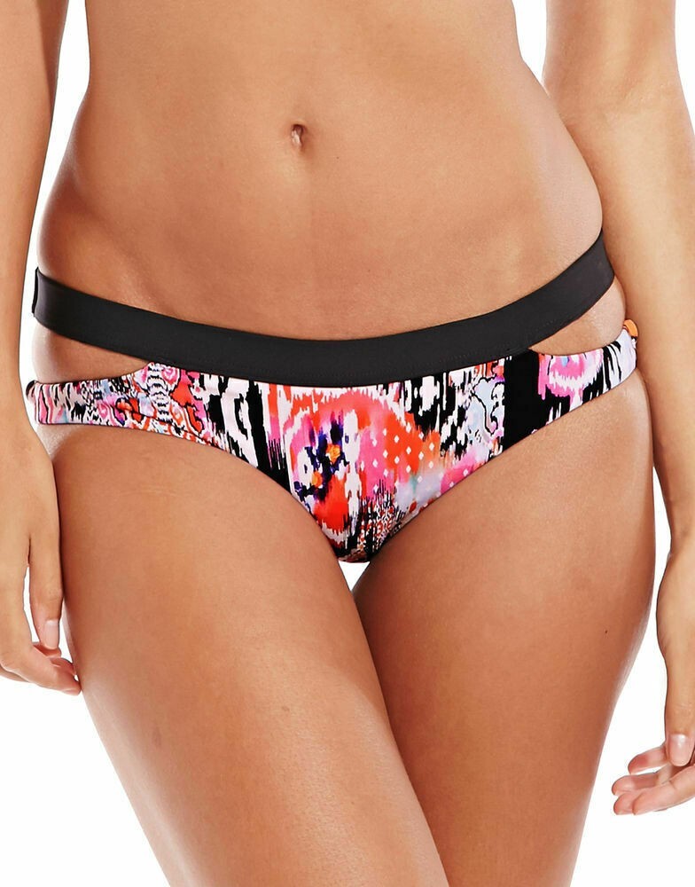 Seafolly Beach Gypsy Bikini Brief Size 10 Cut Out Split Band Hipster Nectarine