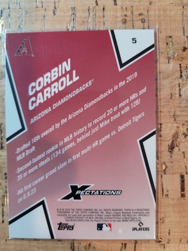 2023 Topps Xpectations - Corbin Carroll #5 Rookie Refractor /99 (RC) - Picture 2 of 2