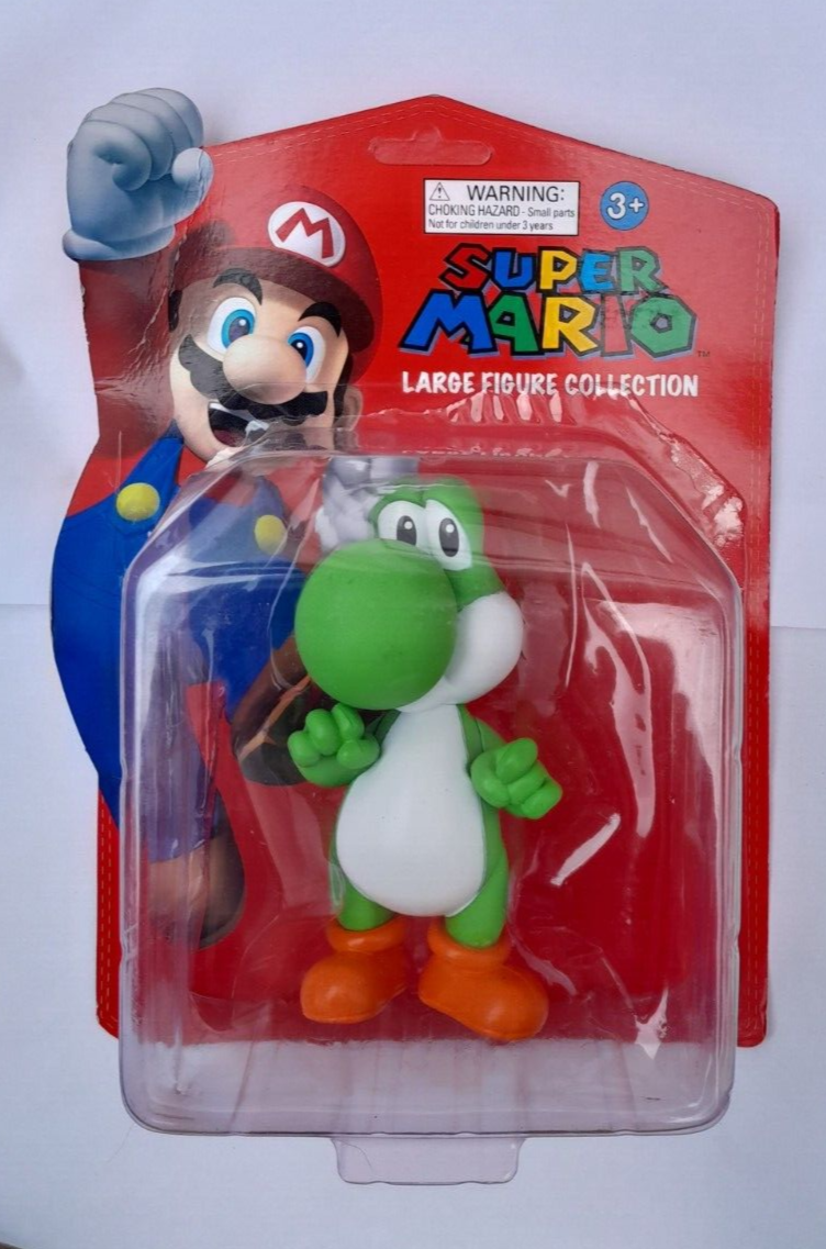 NINTENDO SUPER MARIO GREEN YOSHI 5"" ACTION FIGURE ON NON-MINT CARD