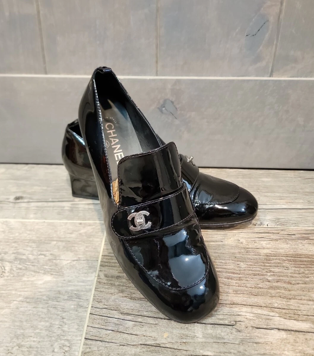 Chanel + CC Patent Leather Loafers