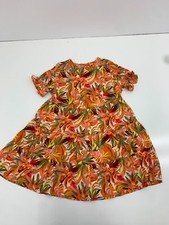 Shein Womens Orange Floral Print Shirt Dress Size Large
