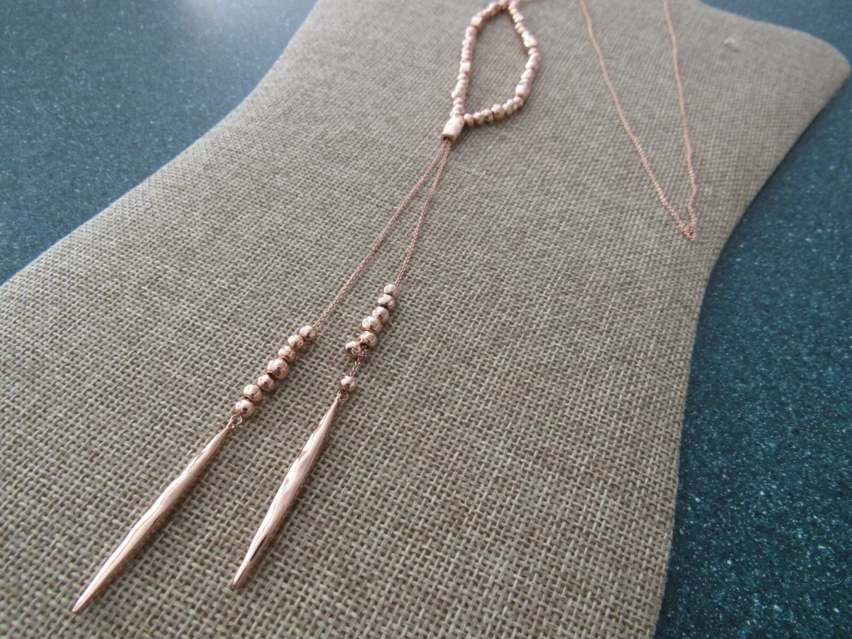 Gorjana Laguna Lariat geo beaded long Necklace rose gold Plated eBay