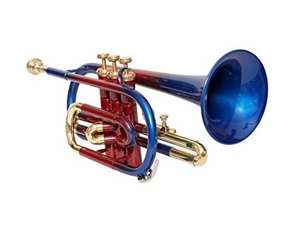 CORNET Bb PITCH MULTICOLOR + BRASS WITH CASE AND MOUTHPIECE FOR PROFESSIONAL.