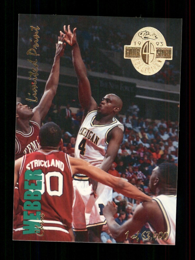 1993 CLASSIC FOUR SPORT #LP2 CHRIS WEBBER ROOKIE RC LIMITED PRINT /63,400