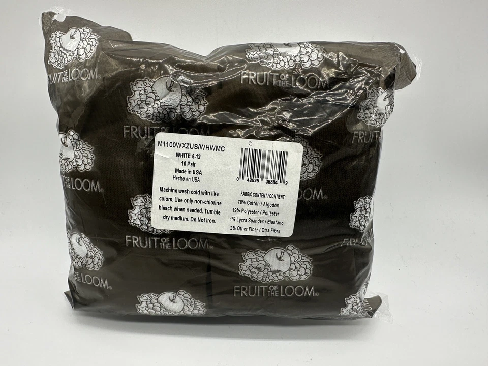 НОВЫЙ 10 ПАРА УПАКОВКА ФРУКТЫ ТКАЦКОГО СТАНКА МУЖСКОЙ БЕЗ ШОУ ХЛОПКОВЫЕ НОСКИ СДЕЛАНО В США 7-12 - Изображение 3 из 4