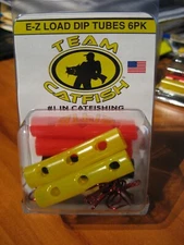 6 Team Catfish Fishing EZ Load Dip Tubes & 4X Strong Treble Fish Hooks Size 6