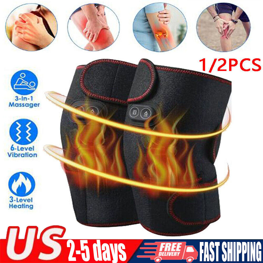 Electric Heating Knee Massager Pad Brace Support Joint Physiotherapy