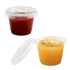 100 Pack 1oz Clear Plastic Disposable Condiment Cups Food Containers with Lids