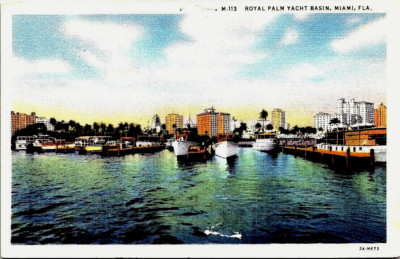 Postcard Miami Florida Biscayne Bay Private Yachts