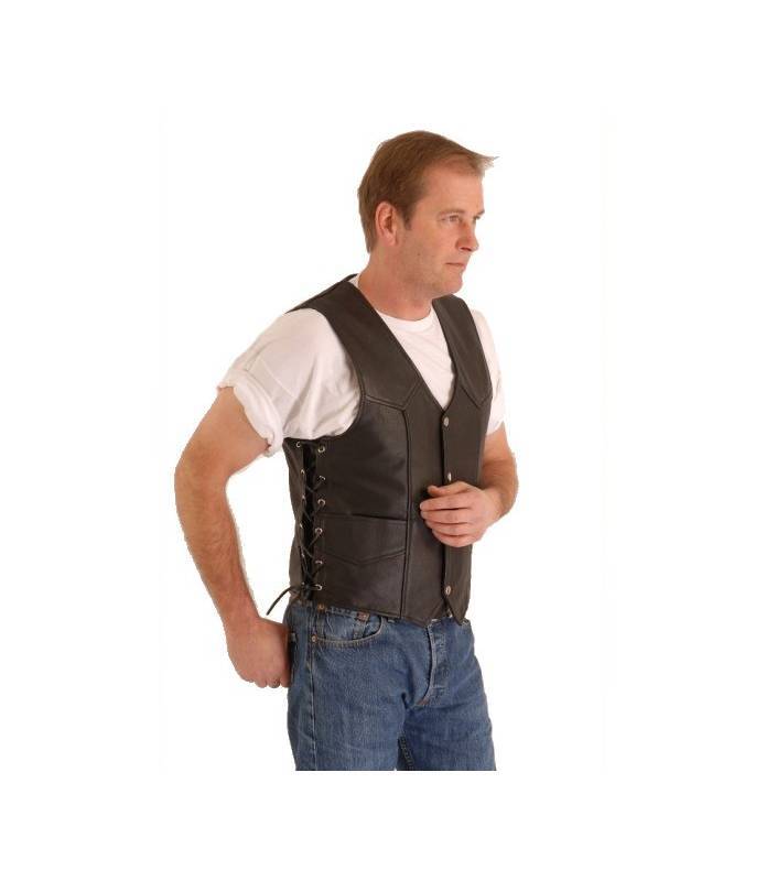 Chaleco de cuero para hombre Motero PIEL Cordones Laterales OSX 202R Fresco