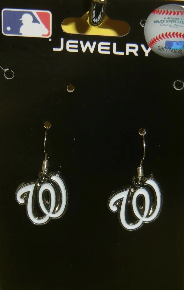 Washington Nationals Dangle Earrings (chrome) MLB Licensed Baseball Jewelry - Image 2 of 2