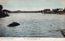 Sanford ME Maine Mill Pond Fishing Yellow Perch Bass Chain Pickerel Postcard S1