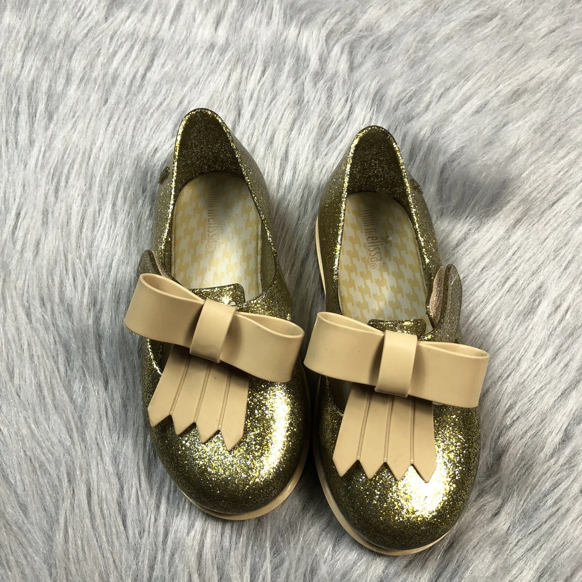Mini melissa gold glitter bow sale