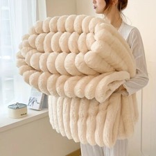 Luxus-Kaninchen-Samt-Decke, einfarbig, warm und dick für Winter und Wohnzimmer
