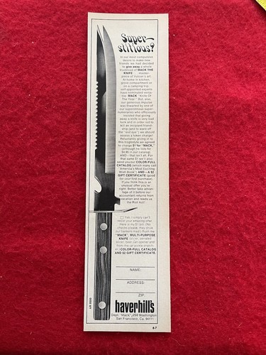 Pubblicità Haverhill’s Knife Versatile Mack Knife Pubblicità 1970 Stampa Vintage - Foto 1 di 6