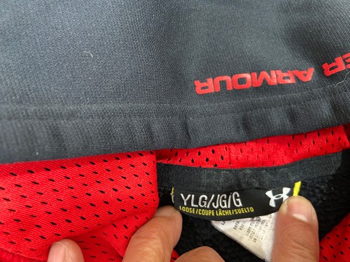 Under Armour Hoodie Unisex Size YLG/JG/G Navy Red Logo Fleece Lined Sports - Picture 5 of 5