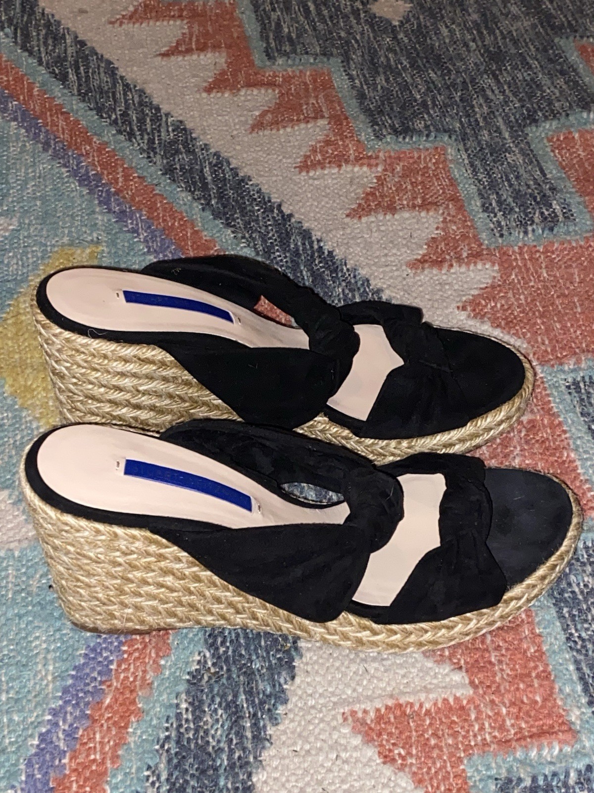 APL Stuart Weitzman Sarina sandali espadrillas neri scamosciati zeppa taglia donna 7