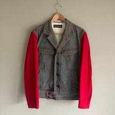 ISSEY MIYAKE SS2003 Denim Jacket Men Red Stitch Sleeve Size 2 EL AGA