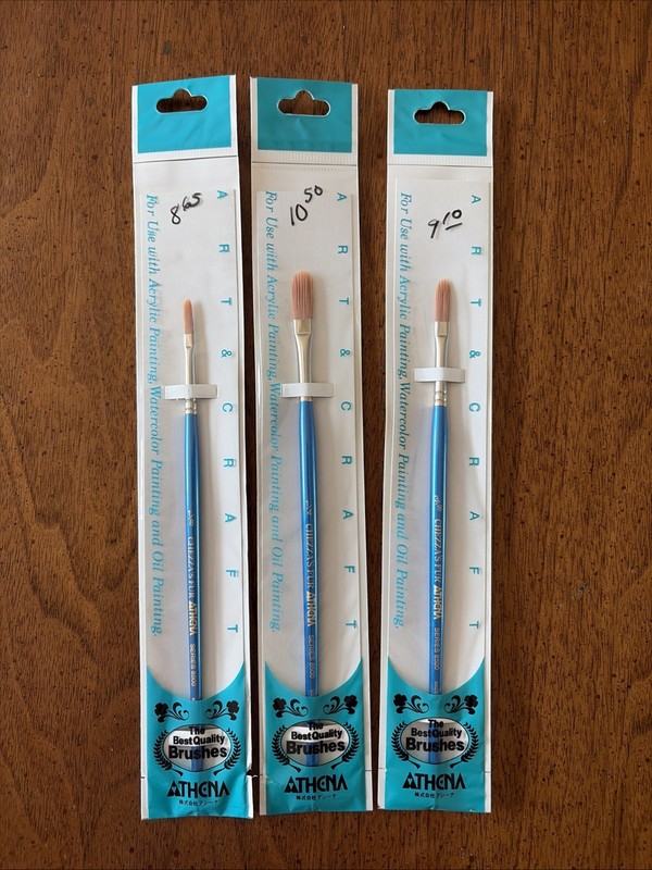 Lot Of Three Vintage Athena Series 8500 Paint Brushe New Old Stock Chezza’s Fur