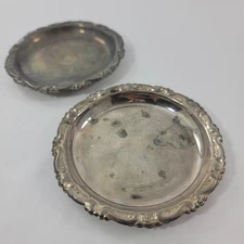 Set Of 2 Vintage Silver Plated Ornate Design Wine Coaster/Trinket Dish Italy