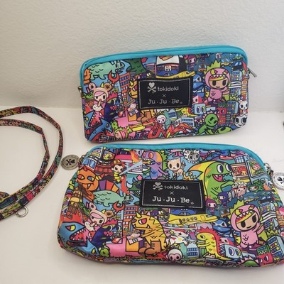 JuJuBe Tokidoki Two Bag Set with Strap Kaiju City All Over Print Teal Blue