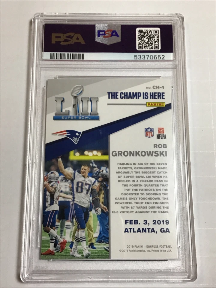 2019 Rob Gronkowski Panini Chronicles #CH-4 PSA 8 The Champ Is Here POP 1 - Image 2 of 3