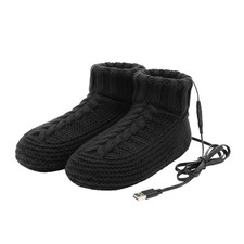 Electric Heated Fleece Socks Slippers for Men Women, Winter USB Heating Pad Knit