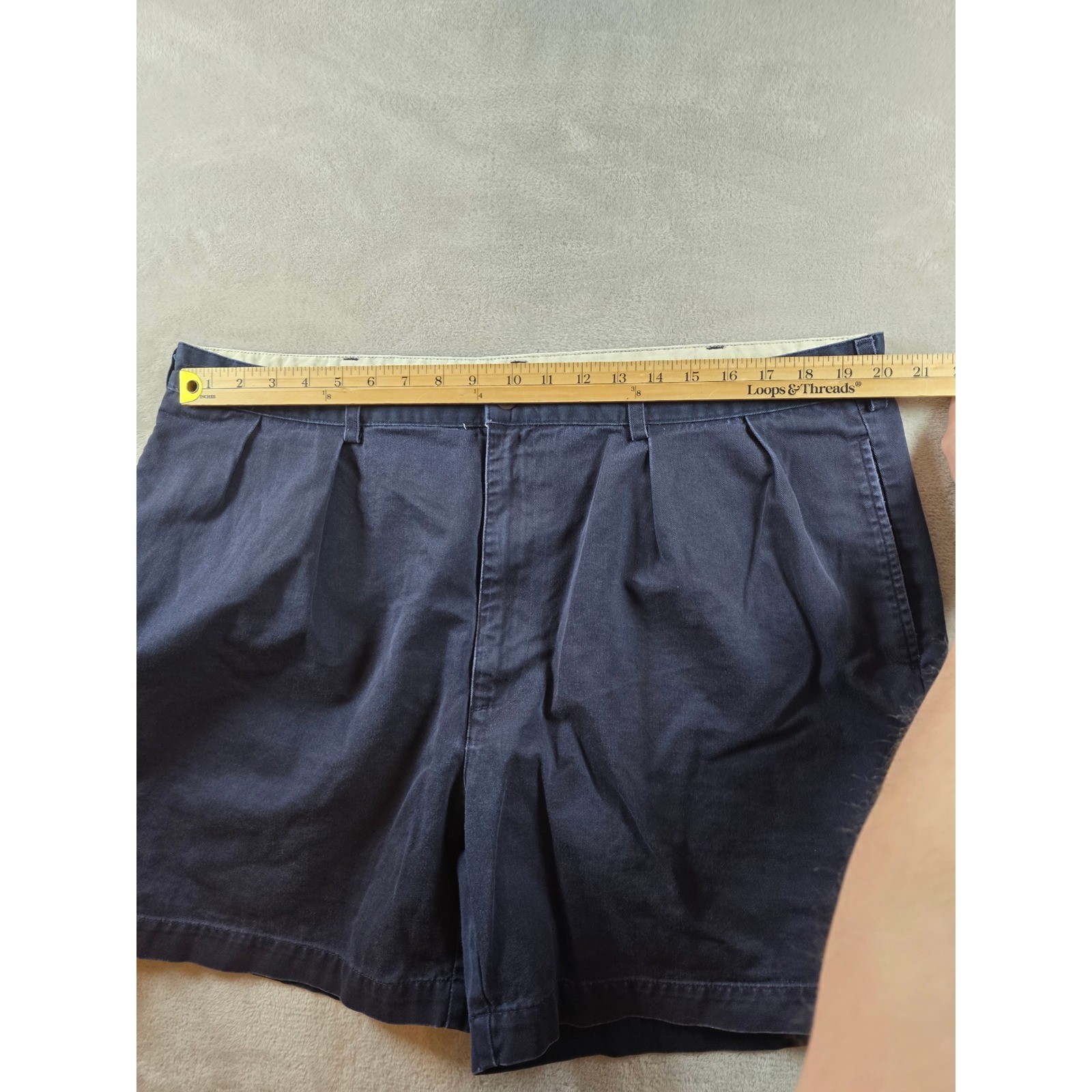 Vintage Polo Ralph Lauren Chino Shorts Mens 42 Fit 40 Blue Pleated Made in USA thumbnail 3