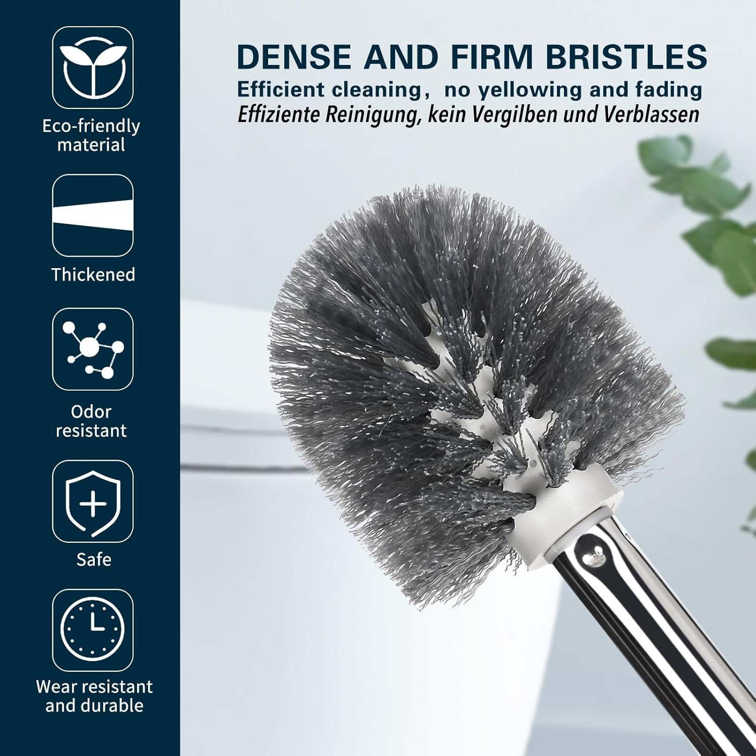 Toilet Bowl Brush and Holder 2 Pack Long Handle for White 