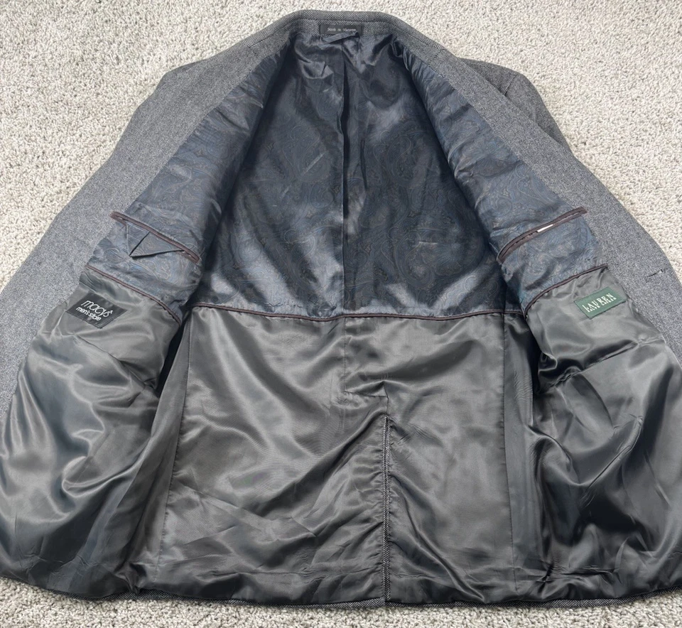 Blazer Lauren Ralph Lauren Lana Cachemira Espiga Gris Negro Chaqueta 40R Foto 4 de 4