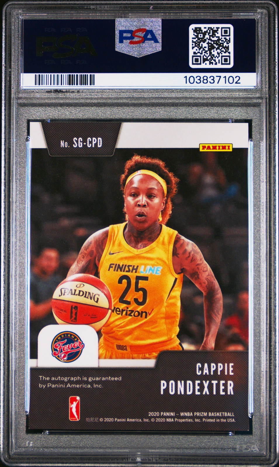 2020 PANINI PRIZM WNBA SIGNATURES #SGCPD CAPPIE PONDEXTER PSA 9 AUTO view 2