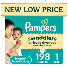 Pampers Swaddlers Baby Diapers Size 1, 198 Count