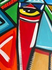 Striking Abstract Cubism Portrait - 14x11" Acrylic Painting On Mixed Media Paper — photo 3