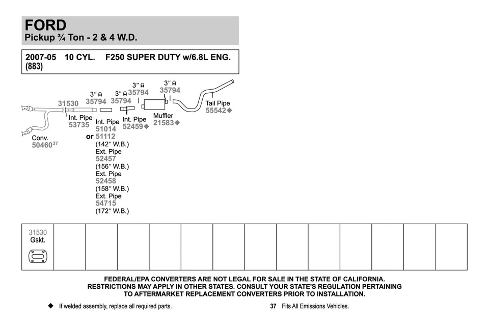 For Ford F-250 Super Duty 05-07 Aluminized Steel Exhaust Intermediate Pipe Foto 3 de 4