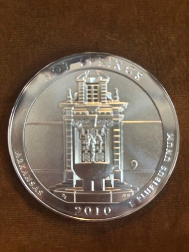 2010 5 oz ATB Hot Springs BU w/ toning America the Beautiful Coin .999