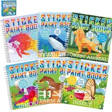 6 Pcs Paint by Sticker Books for Ages 4-8 Sticker by Number Books Activity Bo...