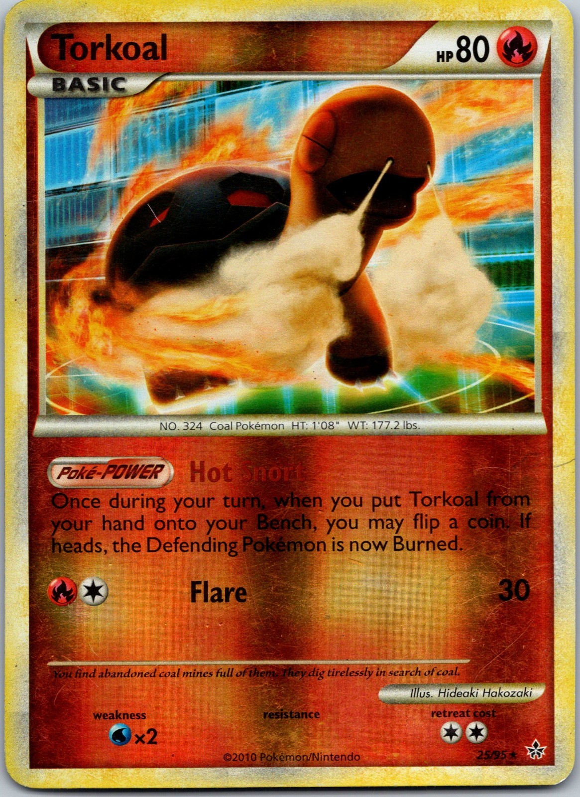 Pokemon 25/95 Torkoal Unleashed Reverse Holo Rare MP
