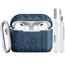 Airpod Pro 2nd Generation Case, 3D Floral Embossed Soft Silicone Protective C...