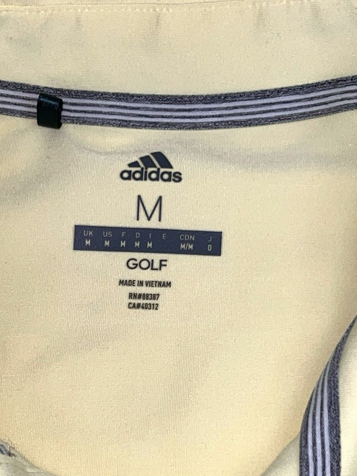 Adidas Polo Shirt Men's Medium Light Yellow Golf Performance Athletic Logo thumbnail 4