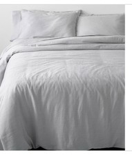 New Casaluna Heavyweight Linen Blend Comforter  Sham Set King/Cal KING Gray