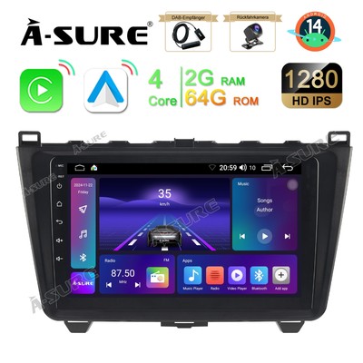 DAB Android 14 64G Apple Carplay GPS WiFi Autoradio Für Mazda 6 GH GG 2007-2012