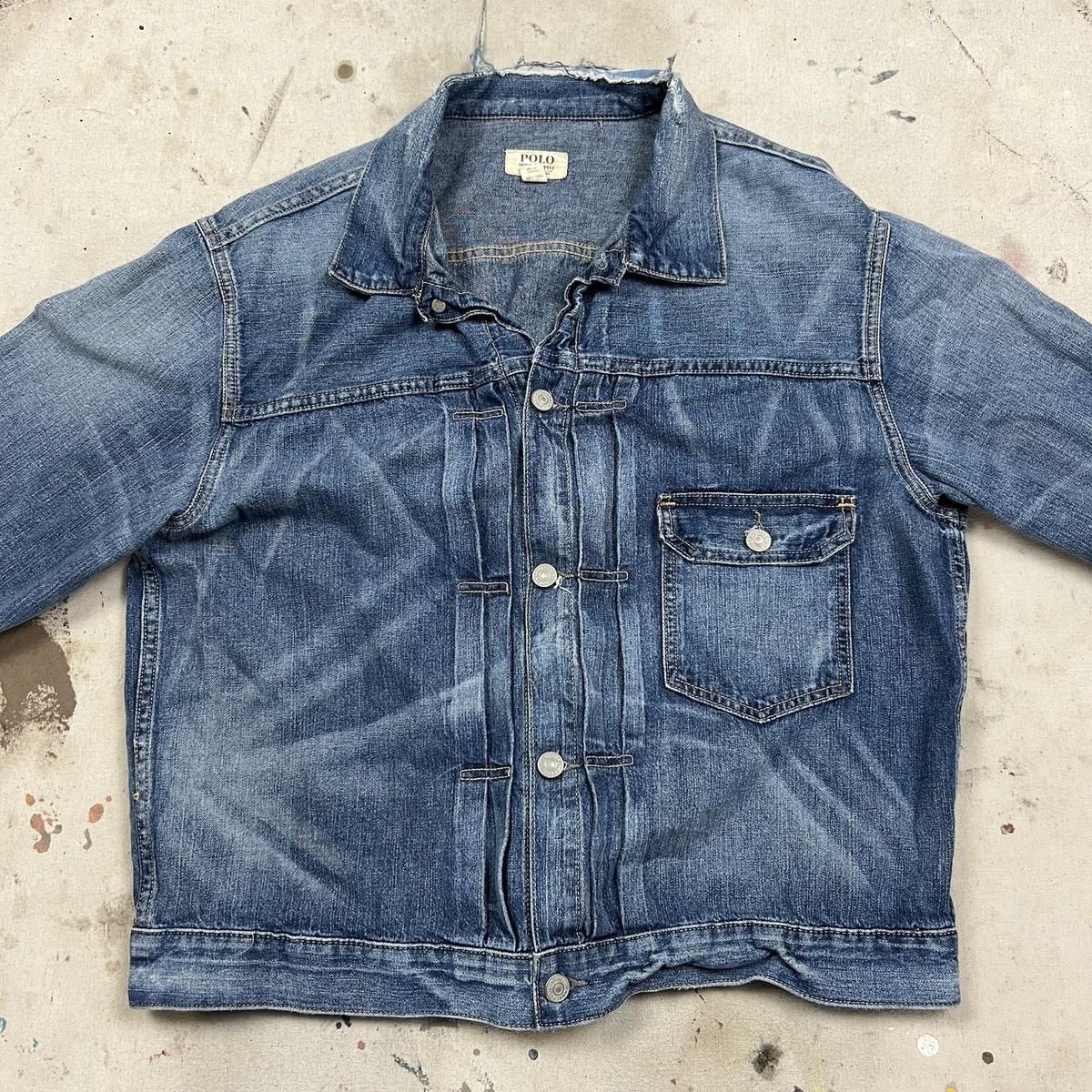 Polo Ralph Lauren Denim Supply Type 1 Pleated Denim Jacket Buckle